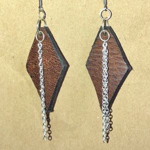 SUSTAINABLE FASHION leather & silver toned earrings made by JANA LEE ARTS
